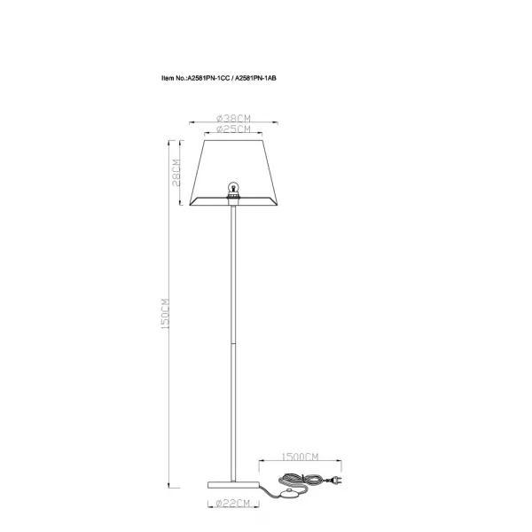 Торшер Arte Lamp ELBA ARTE LAMP A2581PN-1CC