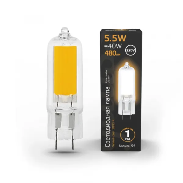 Светодиодная лампа Gauss 5,5W 480Lm 3000K G4 107807105 GAUSS 107807105_GAUSS