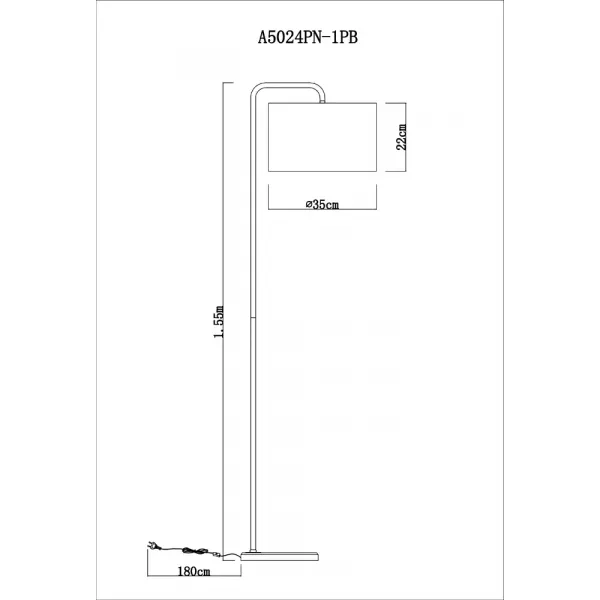 Торшер Arte Lamp RUPERT ARTE LAMP A5024PN-1PB