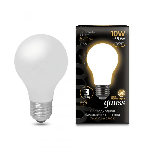 Светодиодная лампа Gauss A60 10W 820Lm 2700K E27 102202110 GAUSS 102202110_GAUSS