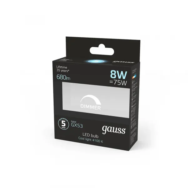 Светодиодная лампа Gauss 8W 680Lm 4100K GX53 108408208-D GAUSS 108408208-D_GAUSS