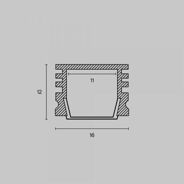 Алюминиевый профиль накладной 16×12 (Серебро, 2 м), ALM005S-2M